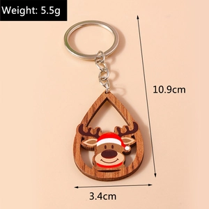 Spécifications de taille pour porte-clés de Noël en bois avec renne en forme de goutte