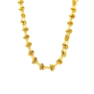 Collier minimaliste à maillons noués dorés en acier titane au style punk moderne