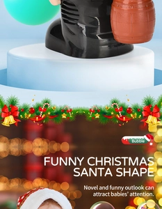 Funny Santa shape bubble machine toy for kids with festive Christmas holiday background