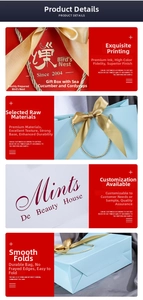 Detail of premium paper gift bags with satin handles and gold foil printing finish