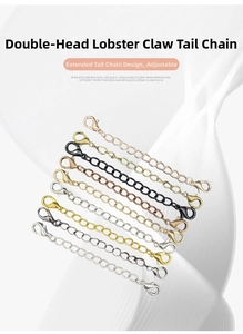 Multiple metal finish double lobster clasps with extender chains for jewelry DIY