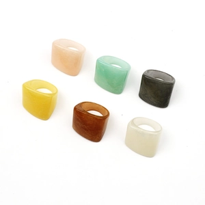 Minimalist vintage resin wide square rings in assorted marble patterns and six colors