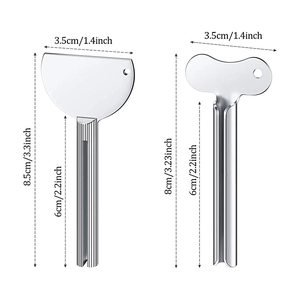Silver zinc alloy metal toothpaste squeezer set with two manual tube roller sizes