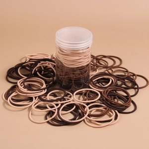 Barattolo di elastici per capelli ad alta elasticità in beige e marrone scuro