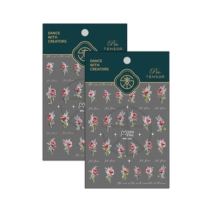 Matte vintage rose nail art stickers with self-adhesive backing in Miisha Nail packaging