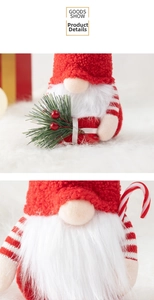 Detailed view of Christmas gnomes featuring red velvet hats and plush white beards