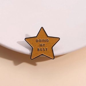 Minimalist yellow star enamel badge with Doing My Best inspirational quote