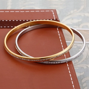 Bracciale Rigido In Acciaio Inossidabile Per Donna Con Zirconi E Strass Gioielli Di Moda Accessorio Elegante