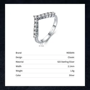 Elegant S925 sterling silver V-shaped ring with pave cubic zirconia stones for women