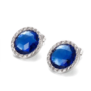 Round Crystal Stud Earrings Stainless Steel Faceted Rhinestone Geometric Elegant Jewelry For Women