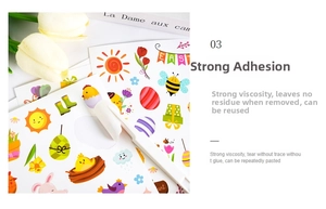 Close-up showing the easy-to-peel adhesive of Easter egg and bunny stickers