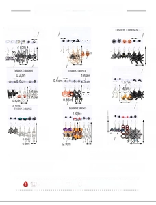 Size chart for Halloween earring set featuring alloy spiders, ghosts, and pumpkins