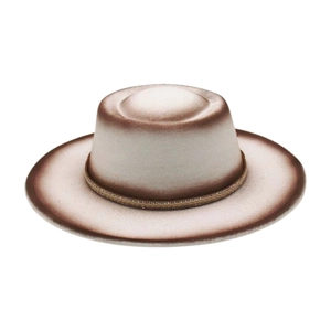 Men's and women's wool felt fedora with beige gradient and woven decorative band