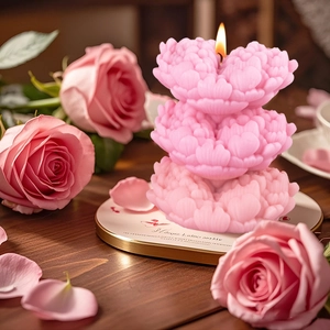 Candela profumata peonia a 3 livelli creata con stampo in silicone rosa per DIY