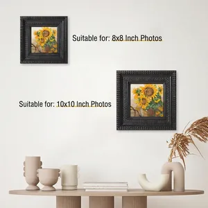 European vintage black square 8x8 and 10x10 inch photo frames with embossed texture