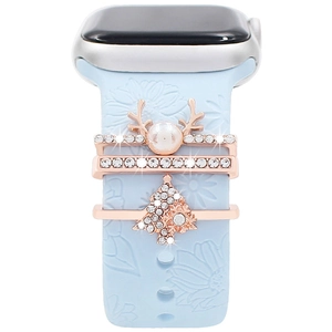 Rose gold Christmas charms set for Apple Watch band with reindeer and tree details