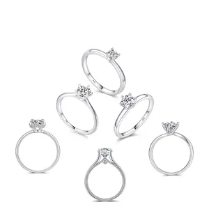 Elegant S925 sterling silver rings set with sparkling round cubic zirconia stones