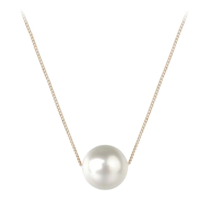 Elegant white round pearl pendant on a delicate gold chain necklace for women