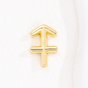 Macro shot of polished gold Sagittarius zodiac pendant with smooth metallic finish