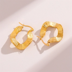 Unregelmäßige Wellen Ohrringe Edelstahl Texturiert Golden Mode Schmuck Für Damen Einfach Stilvoll