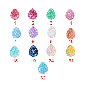Teardrop Resin Charms Druzy Sparkle Water Drop Jewelry Findings For DIY Earring Making Craft Accessory Colorful Shiny