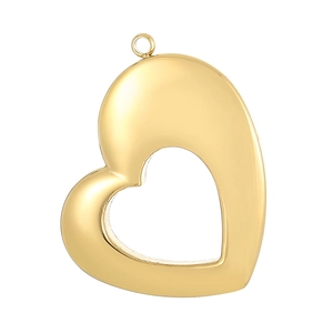 Pendentif cœur évidé poli en acier titane doré pour la création de bijoux