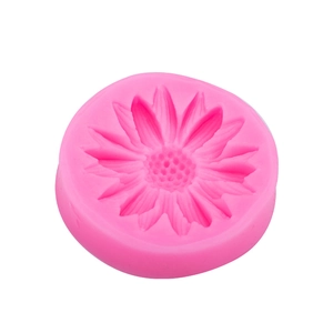Pink daisy flower silicone mold for DIY baking and cake decoration in a round shape