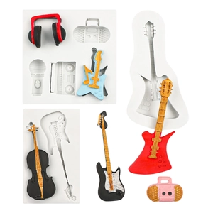 Moules en silicone pour instruments de musique et notes pour fondant et résine DIY