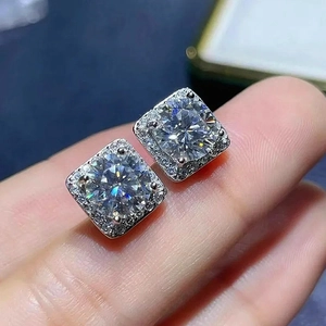 Exquisite Square Zirconia Stud Earrings Copper Full Rhinestone Geometric Halo Earrings For Women Versatile Basic Jewelry Accessories Gift