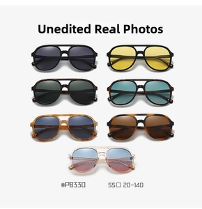 Multiple color options for aviator sunglasses model P8330 with full size specifications
