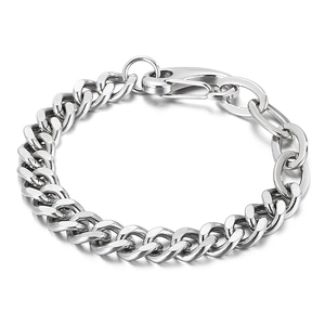 Bracelet gourmette classique en argent pour homme avec un fermoir mousqueton robuste