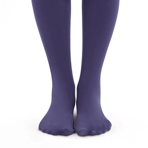 Detail of high-density navy blue fleece-lined thermal leggings with elastic footed design