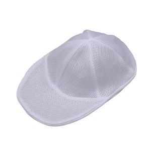 White sandwich mesh laundry bag for hats with zipper closure to prevent deformation