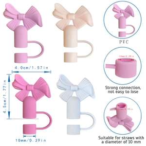 Lot de 4 protège-pailles en silicone en forme de nœud pour gobelets Stanley 10mm