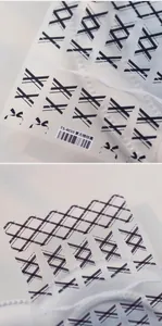 Detail view of TS-4010 black retro plaid and bow pattern nail art stickers