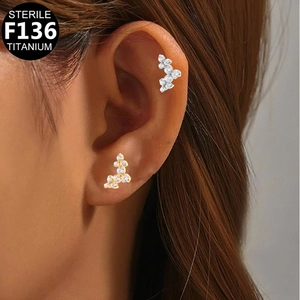 F136 Titanium Alloy Lip Ring Internal Threaded Labret Stud With Zirconia Inlaid Star Fan Cluster Piercing Jewelry For Women Men