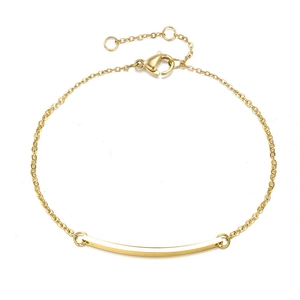 Elegant gold-plated stainless steel geometric rectangle link chain bracelet for women