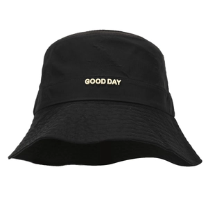 Waterproof black bucket hat with GOOD DAY embroidered letters for outdoor sports
