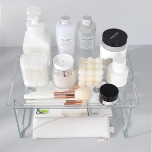 Minimalist double-layer transparent acrylic desktop organizer for office storage