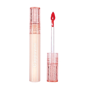 Glossy mirror water lip glaze with cute bear embossed cap on a white background