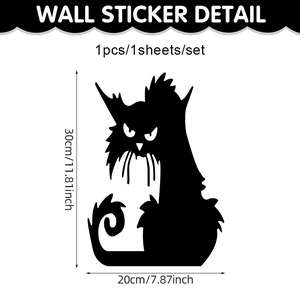 Sticker fenêtre chat noir Halloween en PVC pour décoration de vitrine effrayante