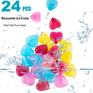 Splash effect of heart-shaped reusable colorful ice cubes falling into water