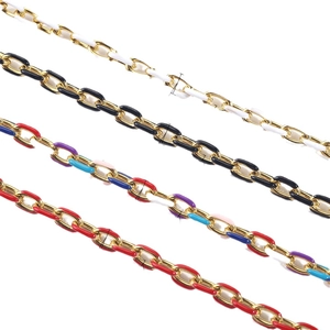 Colorful enamel titanium steel chains in white, black, and red for DIY hip-hop jewelry