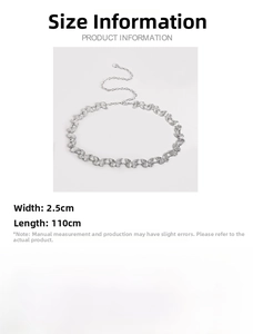 Detail of silver butterfly link waist chain made of polished zinc alloy metal