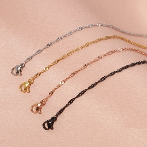 Collana Catena Ad Onda D'acqua Acciaio Inossidabile 304 Placcato Oro 18K Stile Singapore Torsione Moda Minimalista Donna
