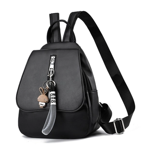 Mini Sac À Dos Mode Femmes Cuir PU Contraste Couleurs Pendentif Lapin Mignon Voyage Décontracté Sac À Bandoulière