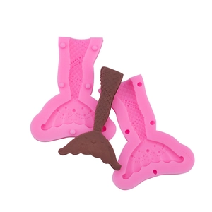 Pink silicone mermaid tail mold for 3D cake decorating and chocolate baking tool