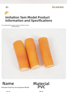 Detailed close-up of realistic PVC Chinese yam model showing skin texture and cross-sections