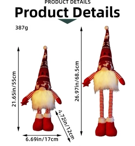Size chart showing height of glowing Christmas gnome from 21.65 to 26.97 inches tall