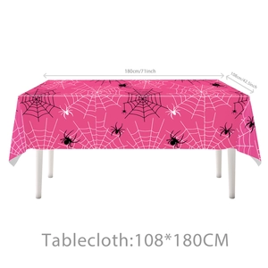 Pink spider web disposable tablecloth measuring 108x180cm for party decorations